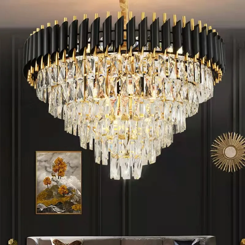 

Modern Crystal LED Chandeliers for Foyer Hall Dining Living Room Decor Clear Designer Pendant Lights Lustre Suspension Luminaire