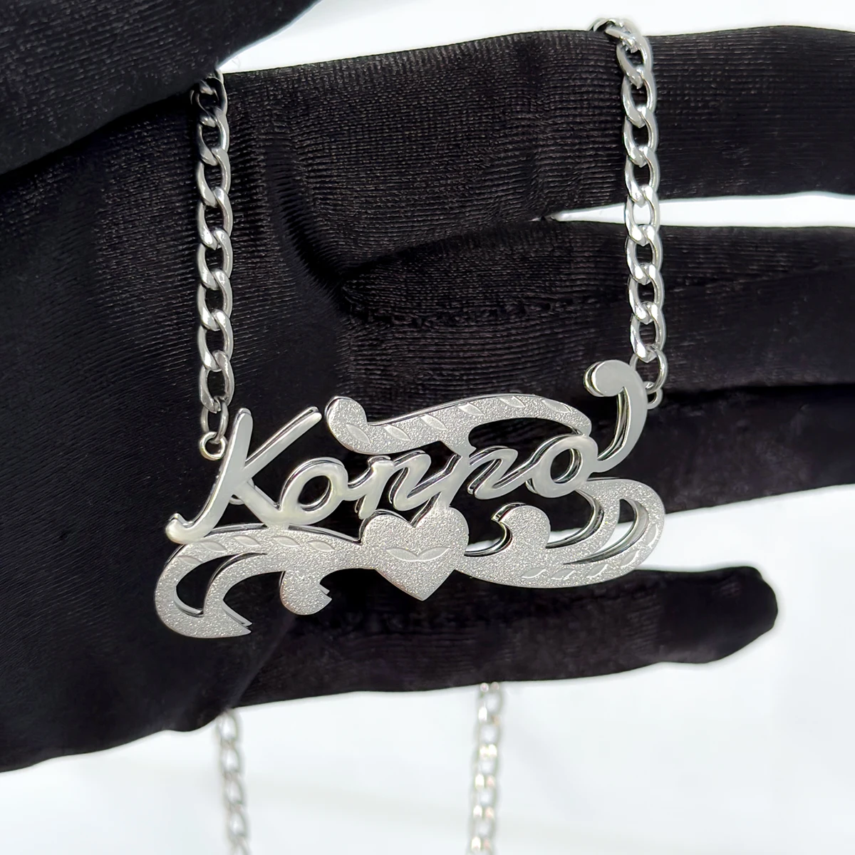 Customized Stainless Steel 3D Necklace Personalization Double Layer Nameplate Necklace Frosted Name Pendant Necklace For Women's