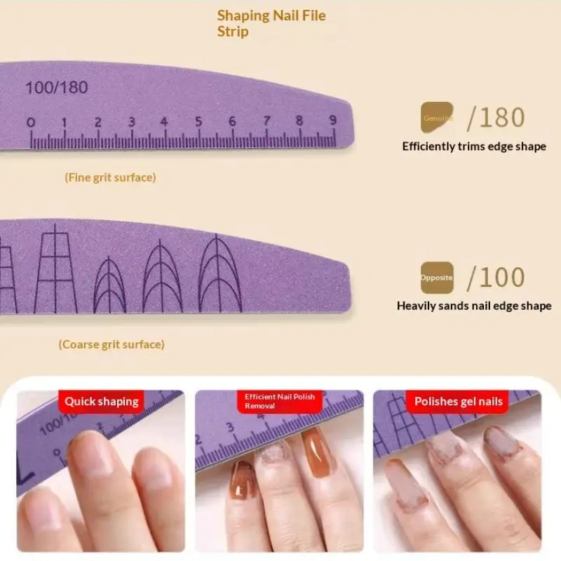 새로운 5종 네일 파일 세트, 눈금 표시가 있는 양면 100/180 그릿 네일 파일, 그라인딩, 샌딩, 버퍼, 광택 마무리용 매니큐어 도구