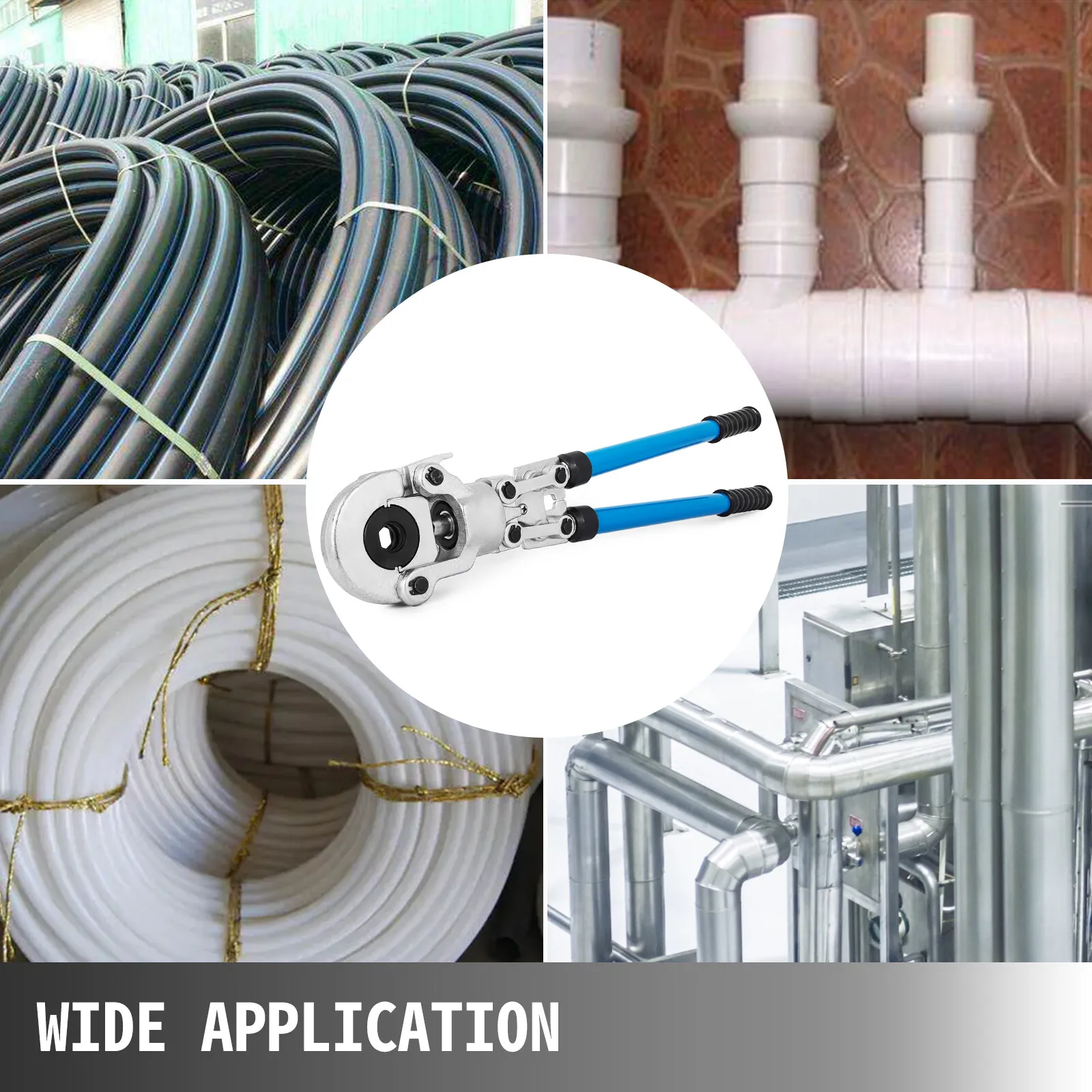 9-teiliges Rohrpresswerkzeug-Set mit Ausziehbarem Griff 360° ° Drehbarer Kopf, abnehmbare Kiefer für Kupfer- und PEX-Rohre – Detail 10