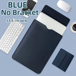 Versatile PU Leather Waterproof Laptop Sleeve with Stand (13 to14inch Blue3)