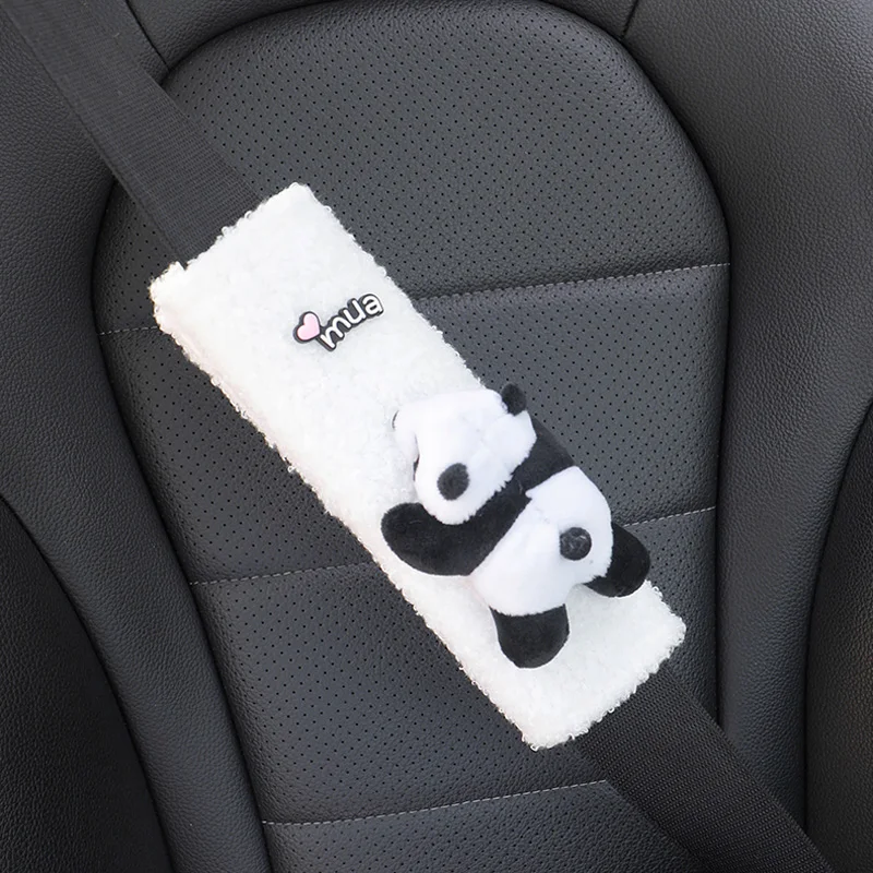 Nette Karikatur Panda Puppe Plüsch Universal Auto Lenkrad Abdeckung Auto  Seatbelt Abdeckung Imitieren Lamm Wolle Winter Auto Zubehör - AliExpress