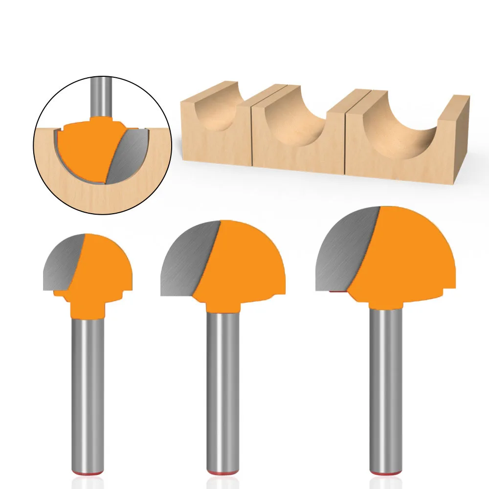 1PC 6MM Shank Milling Cutter Wood Carving Solid Carbide Round Nose Bits ...