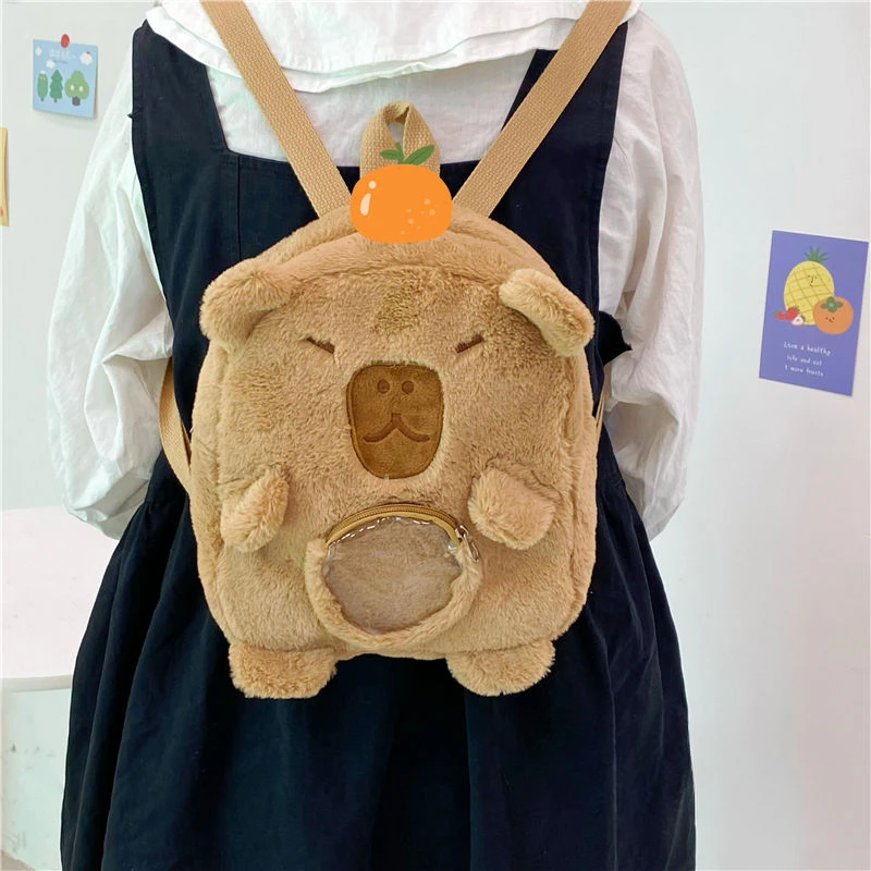 

Anime Capybara Plush Storage Bag Mini Leisure Student Backpack New Cartoon Lovely Funny Embroidery Shoulder Bags Gifts for Girls