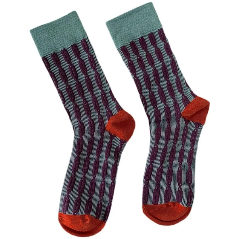 Frauen Koreanische Neue Gut aussehende Farbe Kontrast Twist Dreidimensionale Relief Reine Baumwolle Japanische Ins Flut Retro Sensen Socken – Detail 5