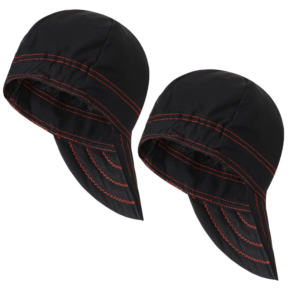 

2PCS Flame Resistant Welding Hat Welders Reversible Cotton Crown Welders Hats with Elastic Safety Protection Hat