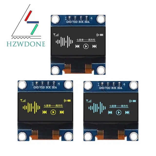 0,96-дюймовый модуль OLED-дисплея SSD1306 I2C IIC SPI Serial 128X64 ЖК-дисплей 4-контактный желтый синий белый синий для Arduino (контактные разъемы пайки) 1