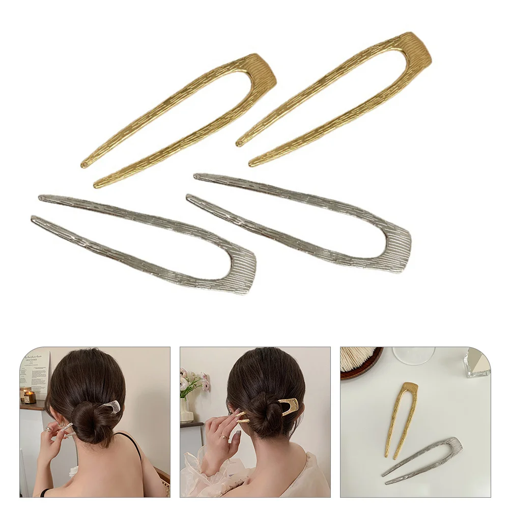 

4 шт. вилки для волос в форме вилки корейские зажимы французские заколки толстые заколки шиньон Булочки с узором