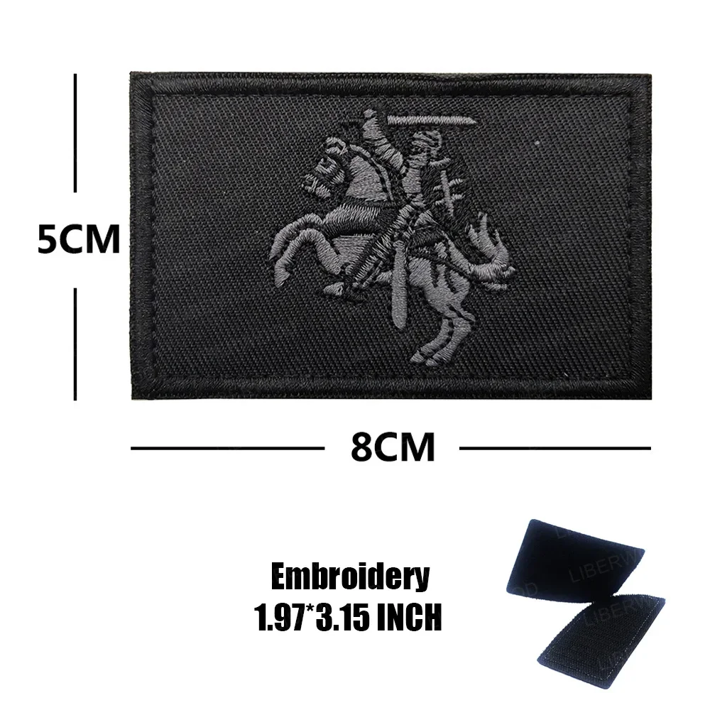 Reflektierender bestickter Litauen-Aufnäher – Crusader Knights' Flags Klettverschluss-Abzeichen für Kleidung, Rucksäcke