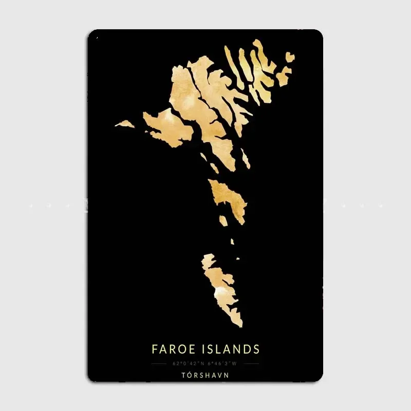 Isole Faroe Metal Tin Sign Wall Decor Divano Sfondo Decorazione Della Parete Gold Country Vintage Room Decori Poster Estetico Art