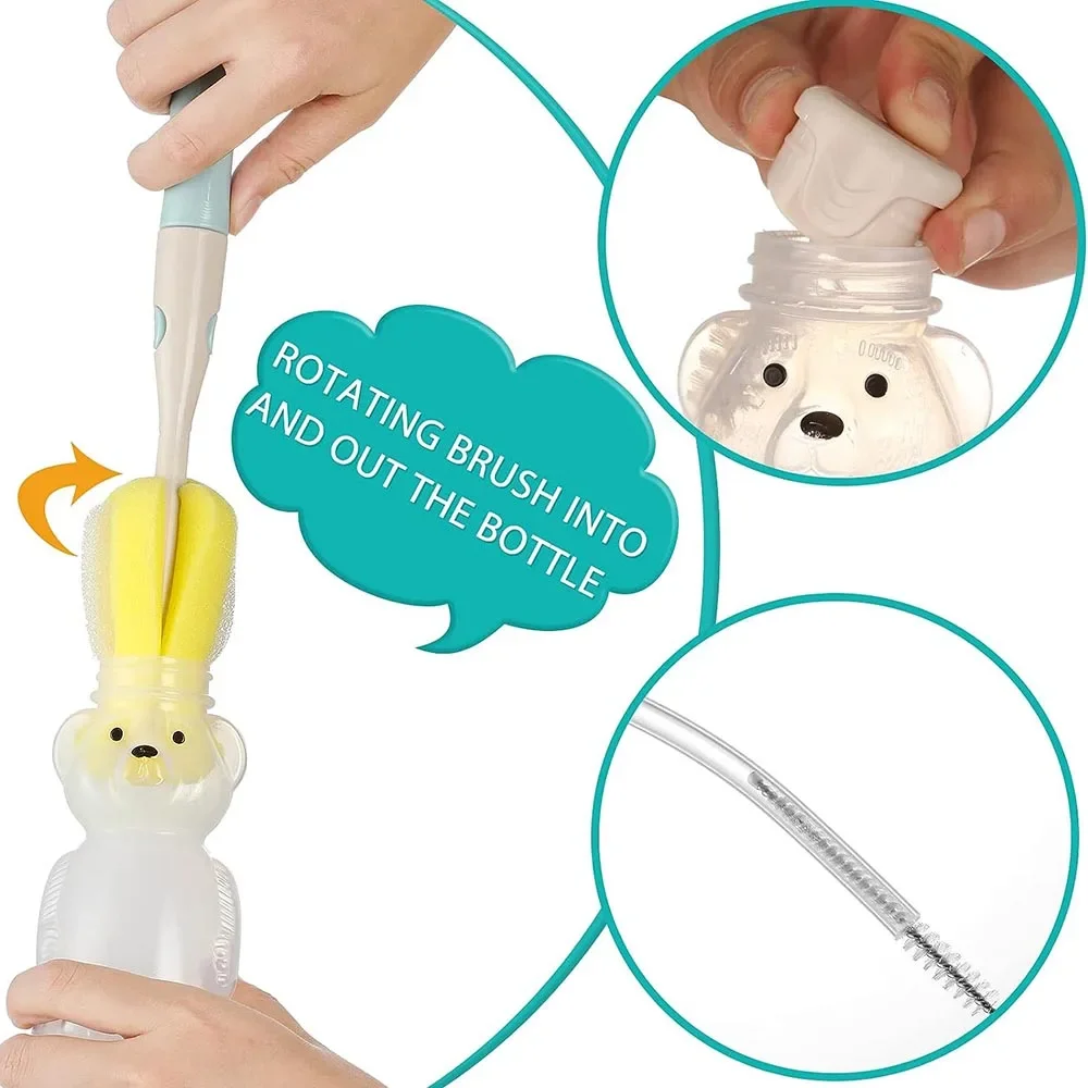 4pcs 8OZ Honey Bear Baby Straw Mug Cleaning Tool Therapeutic Pacifier for Speech and Language Feeding Training Soft Sippy Cup