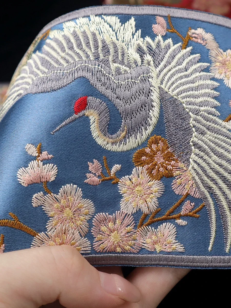 Chinese crane embroidery lace accessories DIY Hanfu curtain sofa flag webbing 1 meter long and 0.1 meters wide