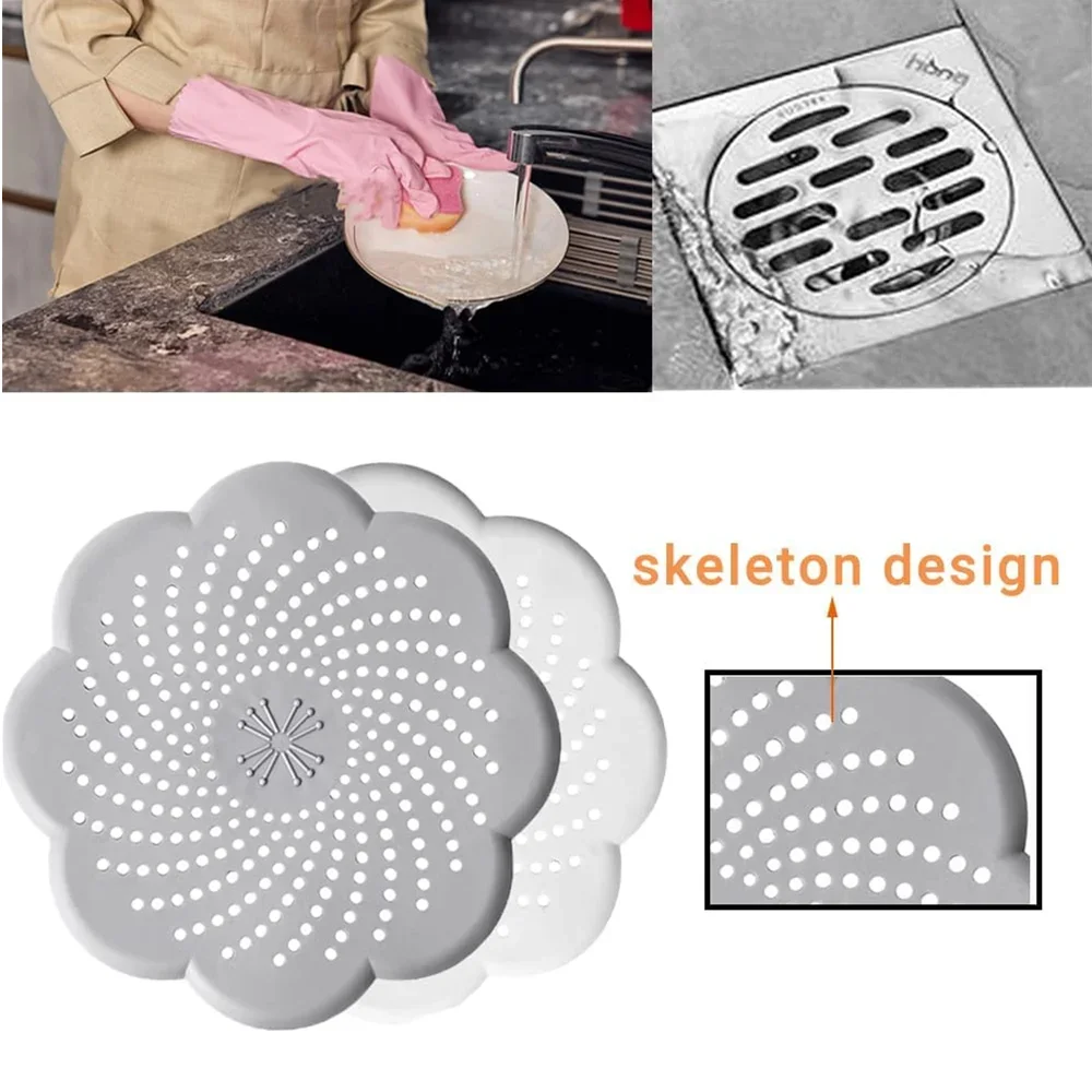 Shower Hair Catcher Strainer, Floor Drain Cover Silicone Hair Stopper with Suction Cup Mesh for Bathroom Bathtub Kitchen Sink 2