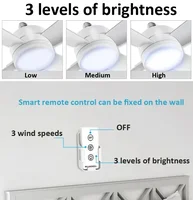 30W Ceiling Fan Led Light E27 Socket Fan With Smart Remote Control 1000Lm 5000K Bulb Fan Lamp For Bedroom Living Room 2