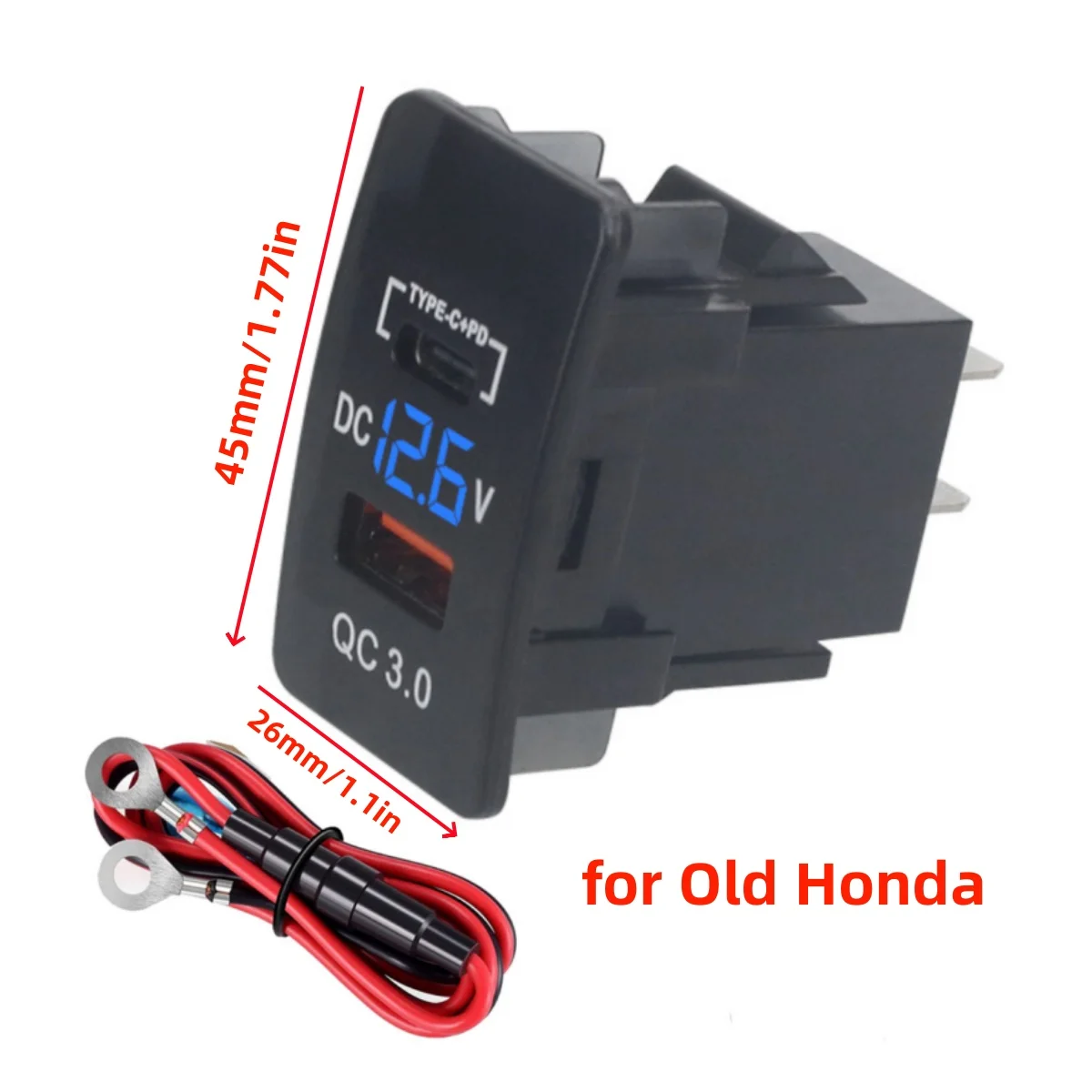 Levigo Caricabatterie Auto USB QC3.0 Per Honda, 2 Porte Con Ricarica Rapida E Display LED Tensione, Adatto A 12/24V - 4