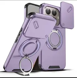 Luxury Orange Purple Shockproof Magnetic Ring Stand Phone Case with Camera Flip Protection - Xiaomi 15T (PURPLE)