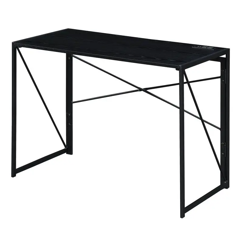 

Black/Black Extra Folding Desk with Charging Station for Additional Workspace