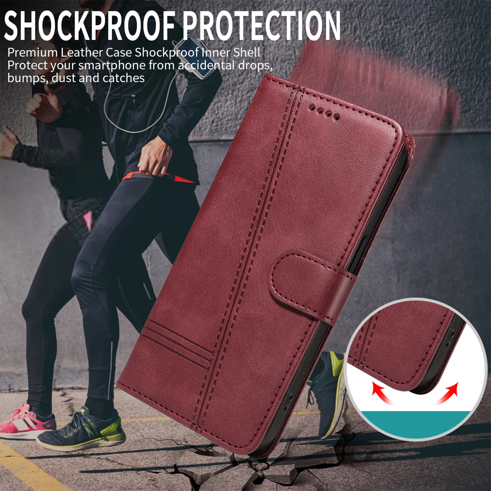 Magnetic Wallet Flip Leather Shockproof Phone Cover