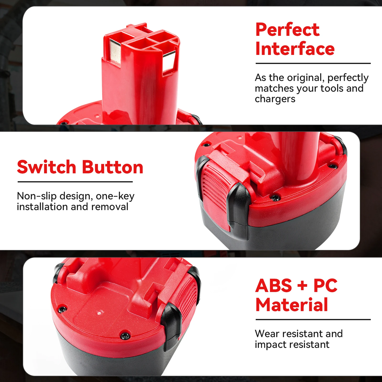 4000mAh Ni-MH Sostitutiva Per Bosch 9.6V Batteria BAT048 BAT049 - Foto 2