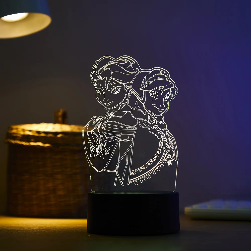 portable night light Disney 7/16 Color 3D Night Light Frozen Anna Elsa Princess LED Touch Remote Control Desk Lamp Children's Toy Birthday Gift decorative night lights Night Lights