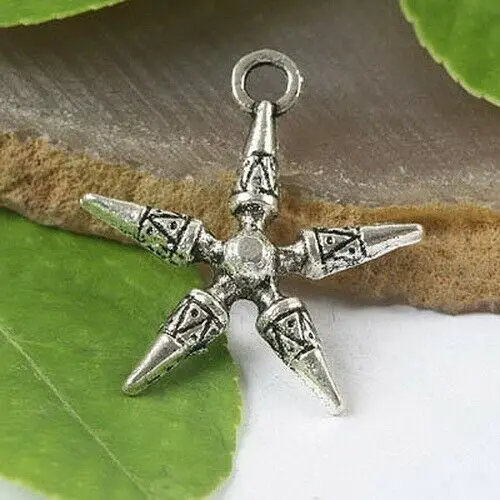 

10pcs 28x24mm tibetan silver color pattern 5-angles charms H0099