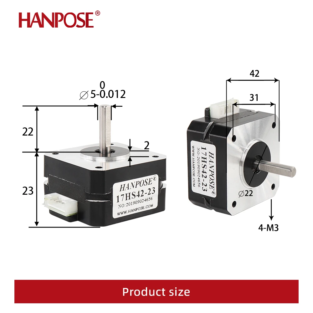 HANPOSE Nema17 step motor, tork 78 oz girişi (52 N-cm), akım 1,8 A. Modeller 17HS8401 17HS 2408 17HS3401S 17HS4401S 17HS6401S