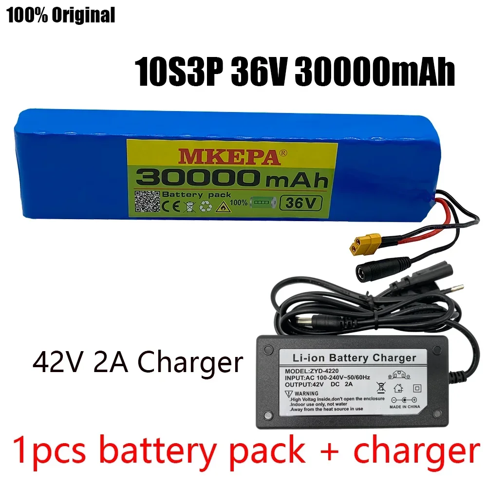 

36V 30Ah 600watt 10S3P lithium ion battery pack 15A BMS For xiaomi mijia m365 pro ebike bicycle scoot XT60 T Plug+charger