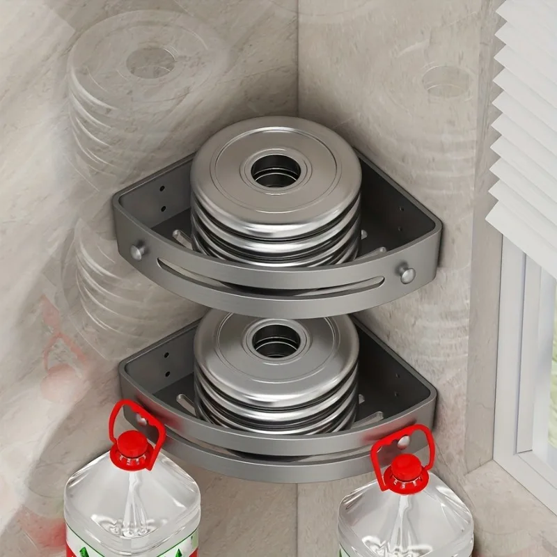 3 - Tier Corner Shower Caddy for Space - Saving: Wall - Mounted, Easy Install (No - Drill), Made of Durable ABS Plastic 3