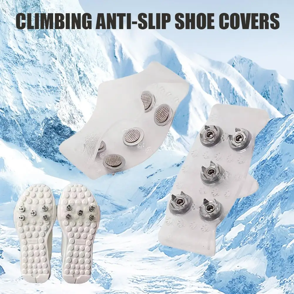 5 Teeth Climbing Crampons Silicone Anti Slip Snow Claw Spikes Grips Shoe Covers Unisex Boots Snow Cleats