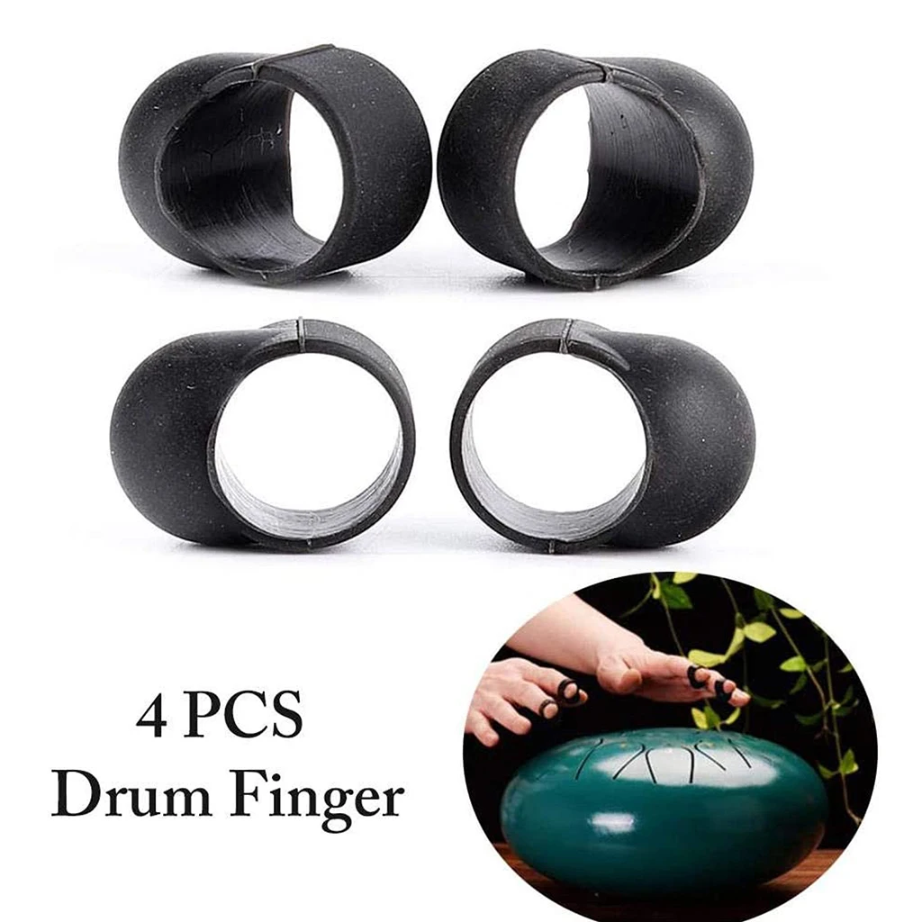 Tongue Drum Steel Tongue Drum Finger Picks Black Knocking Finger Sleeves 8pcs