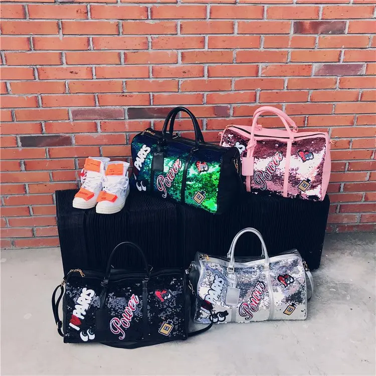 2024 Spring Sequins Pu Travel Fashion Leisure Travel Handbag Large Capacity Bag