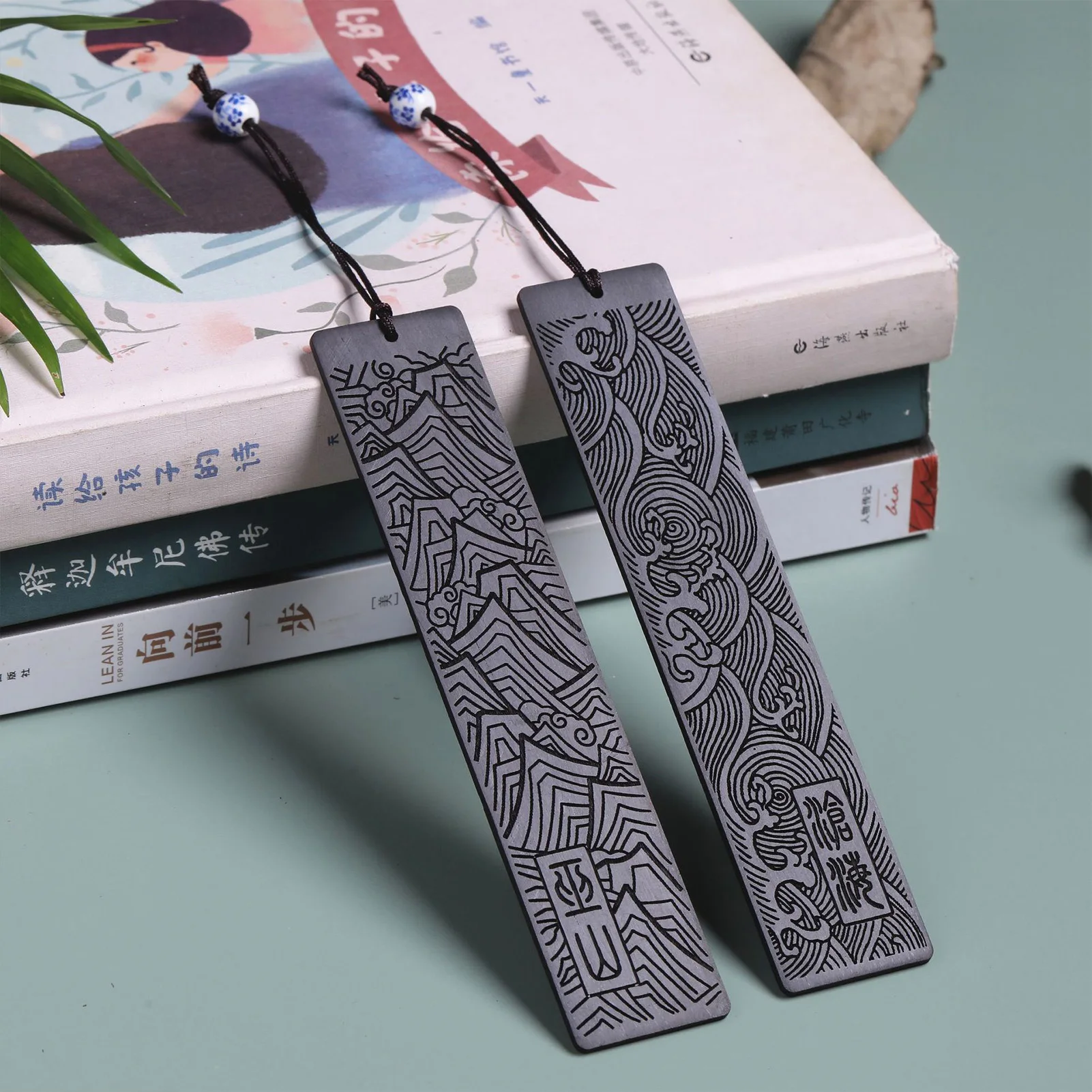 

2Pcs Chinese Traditional Wooden Bookmark, Vintage Style, Book Clip, Stationery Gifts, Students, Teacher Supplies