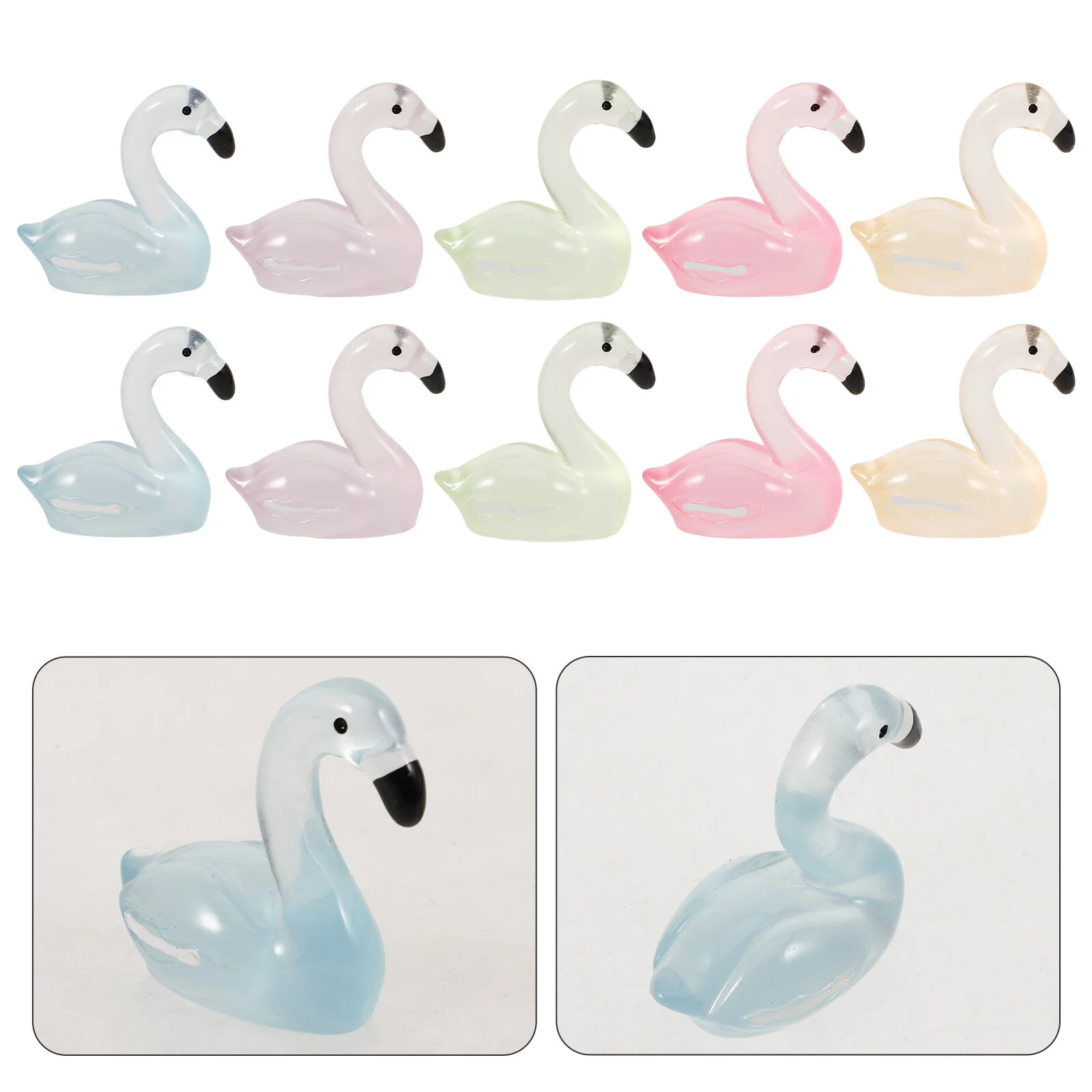 

30Pcs Glow in The Dark Flamingo Miniature Flamingo Ornament Desktop Resin Craft Decoration