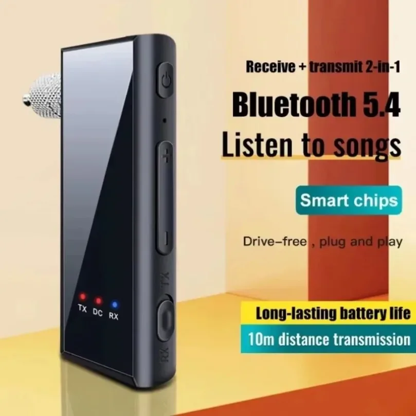 2 in 1 무선 어댑터 블루투스 5.4 오디오 수신기 송신기 3.5MM AUX TF 카드 스테레오 음악 마이크 포함 차량용 TV PC 비행기용