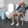 Folding Shower Chair Adjustable Height Bath Safety Toilet Seat with Commode for Patient Transfer Disabled Seniors Aid 385.81lbs 1
