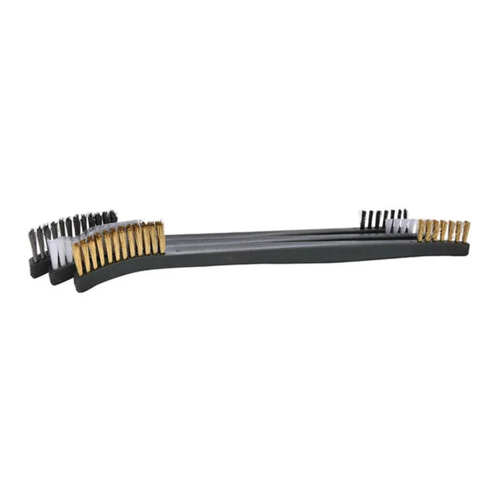 Mini Metal Remove Rust Brushes 3pcs/set Brass Cleaning Brushes Polishing Metal Cleaning Steel Wire/Copper Wire/Nylon
