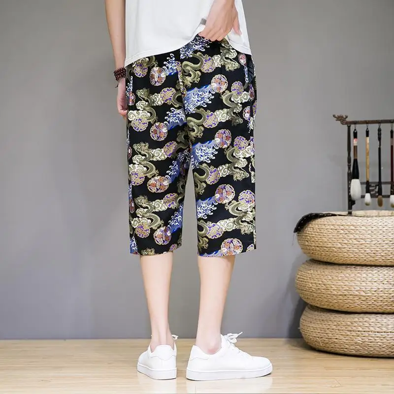 2024 New Summer Holiday Style Oversized Loose Casual Retro American Retro Men's Wear Handsome Cotton Linen Pockets Chic Pants