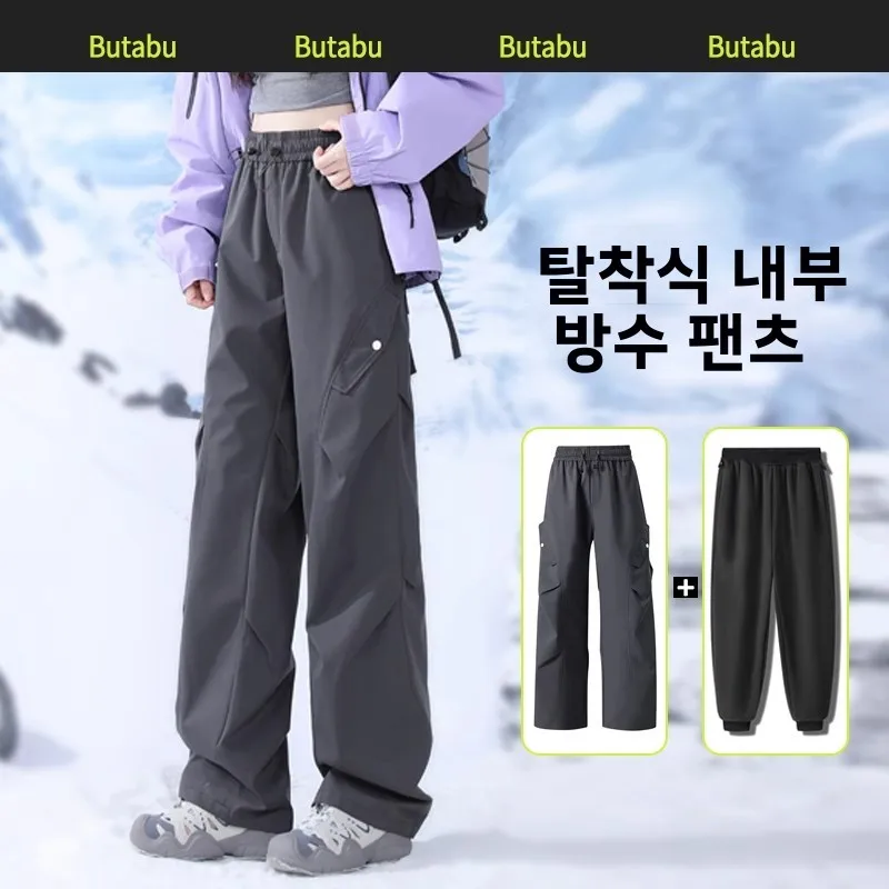 아웃도어 등산 바지 유니섹스 방수 방풍 보온 작업복 바지 하이킹 바지 소프트쉘 바지 폴리에스터 섬유