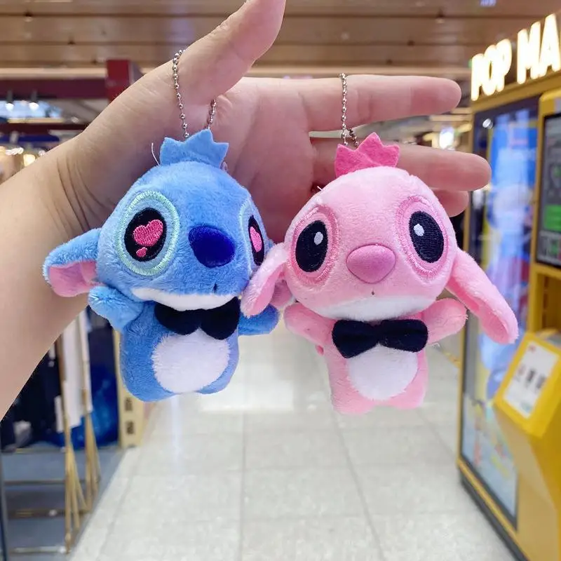 

Kawaii Stitch плюшевые игрушки, брелок Angel Stich аниме мультфильм Plushies брелок милый рюкзак Автомобильный ключ Декор Дети Рождественский подарок