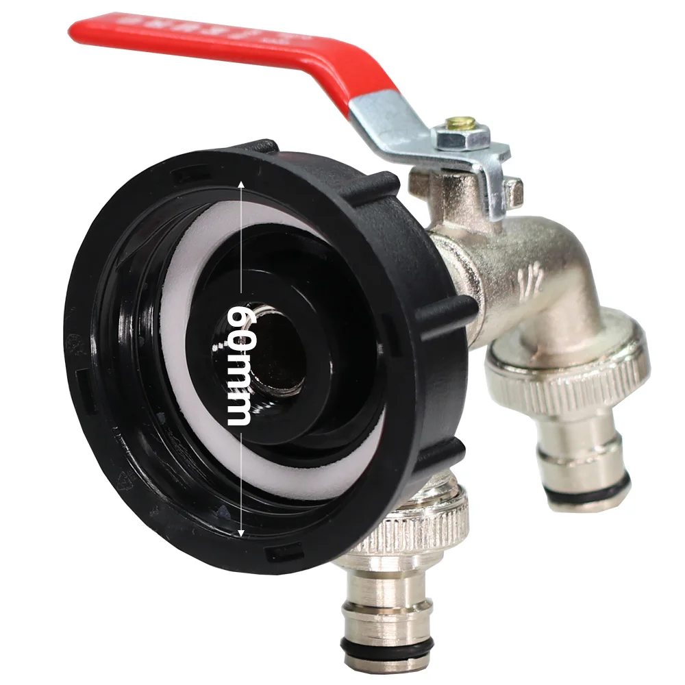 IBC Tote Adapter S60 Coarse Thread x 16mm 1/2\'\' 3/4\'\' Water Tank Shut Off Ball Valve Garden Hose Tap Ton Barrel Faucet Connecter