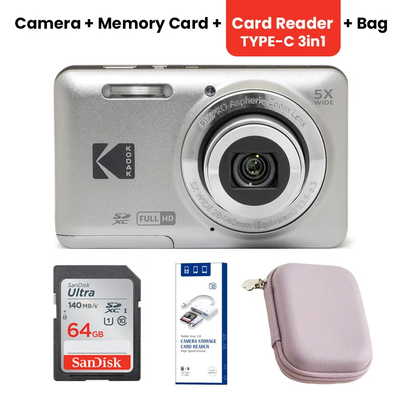 KODAK PIXPRO FZ55-RD 16MP デジタルカメラ 5X 光学ズーム 28mm