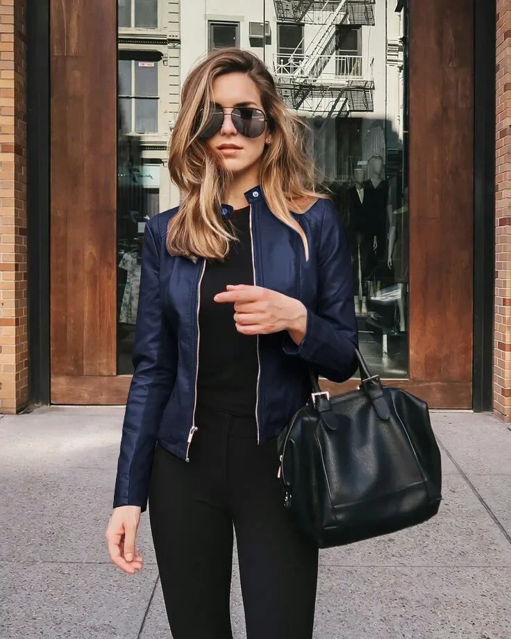 Description Picture 5 of itemFashionable Women's PU Leather Suit Jacket New Arrival Autumn Winter Small Outerwear Stylish EBay Style Wish Product