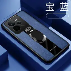 Luxury Leather Stand Magnetic Shockproof Bumper Case for Realme GT7 Pro (Blue)