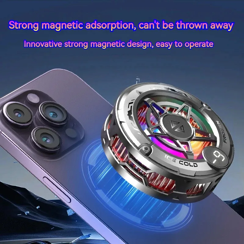 NEW 2IN1 Universal Portable Magnetic Clip Semiconductor Phone Cooler Digital Display RGB Light Cooling Game exclusive Cooling
