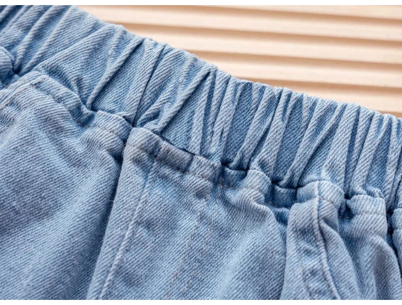 IENENS Kpop-Kleidung für Mädchen und Kinder, schmale, gerade Jeans, hellblaue Stickerei-Denim-Hosen für 1–6 Jahre – Detail 4