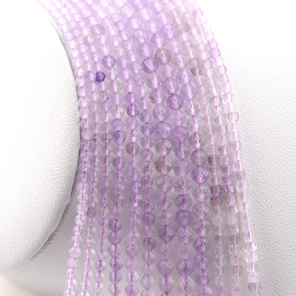 Natural Lavender Amethyst Faceted Round / Cube Beads 2mm,3mm,4mm，Fine Jewelry Making, DIY Bracelet And Necklace 2