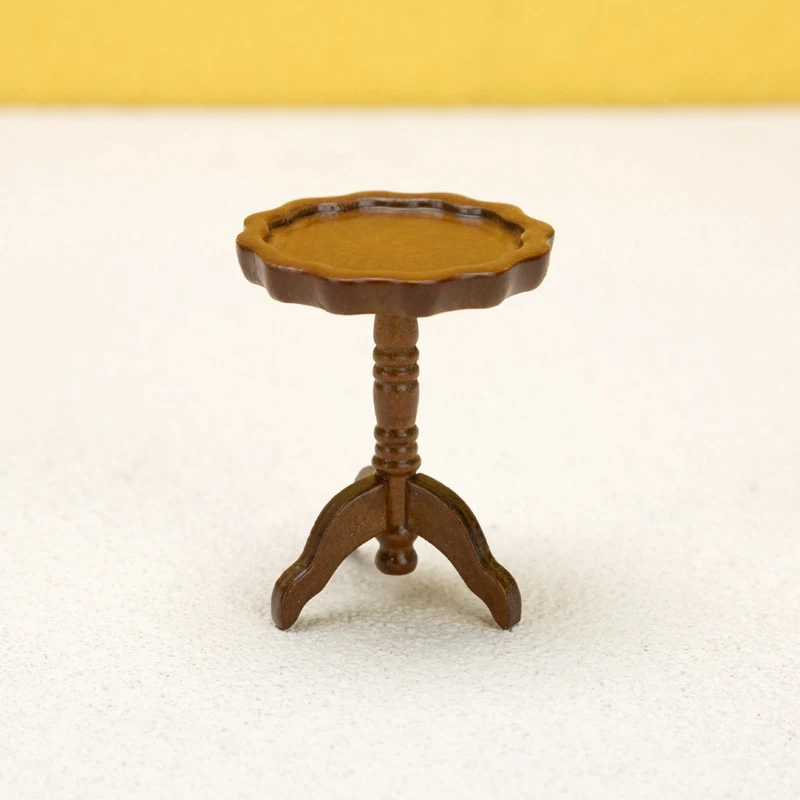1:12 Dollhouse Mini Round Lace Table Side Table Coffee Table Model Furniture Accessories For Doll House Decor Kids Play Toys 3