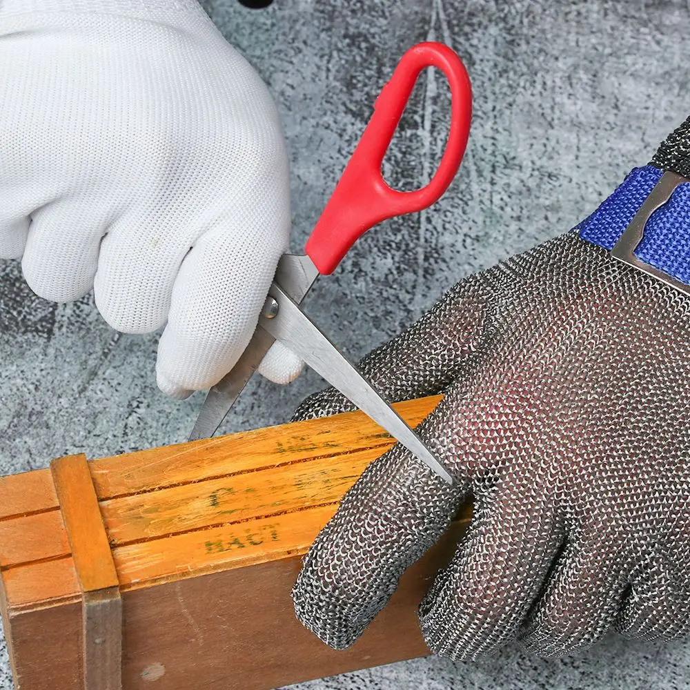 S44b231cb1d43453e95ac76abf20c809de Mesh Butcher Mittens Hand Protection Work Stab Resistant Glove Safety Cut Proof Protection Gloves Stainless Steel Metal Mallzona