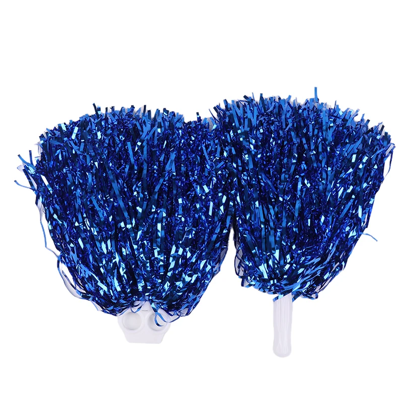 2pcs Cheerleading Pom Poms With Handle Cheer Balls Gold Silver Red Yellow Blue Hand Dance Pompoms Accessories For Women Kids