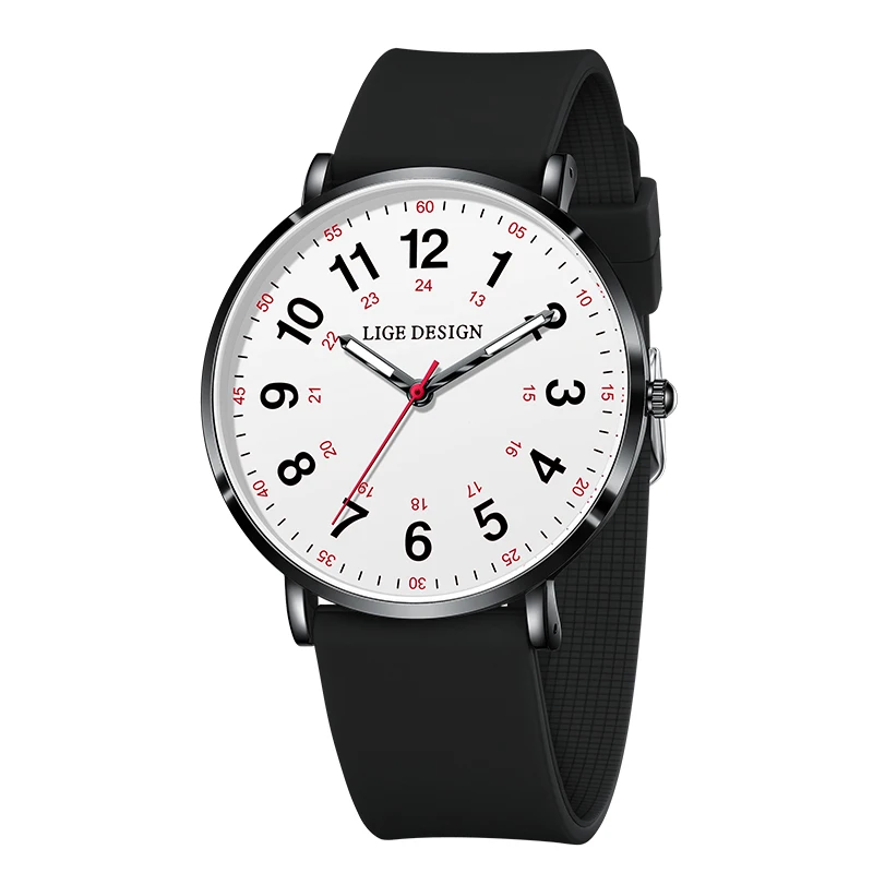 LIGE Women's Luxury Quartz Waterproof Wristwatch with Silicone Strap